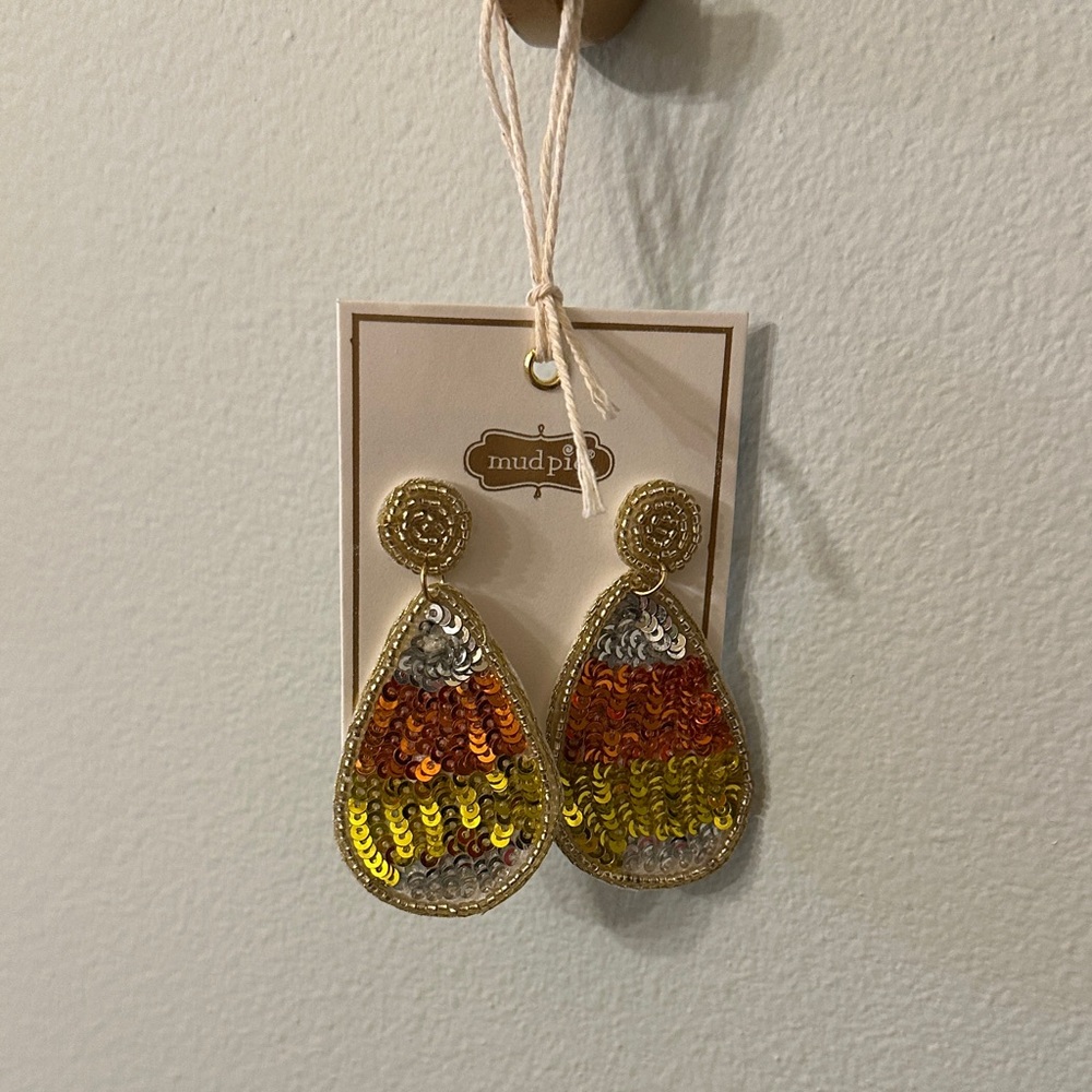 Fall/Halloween Candy Corn Sequin Earrings